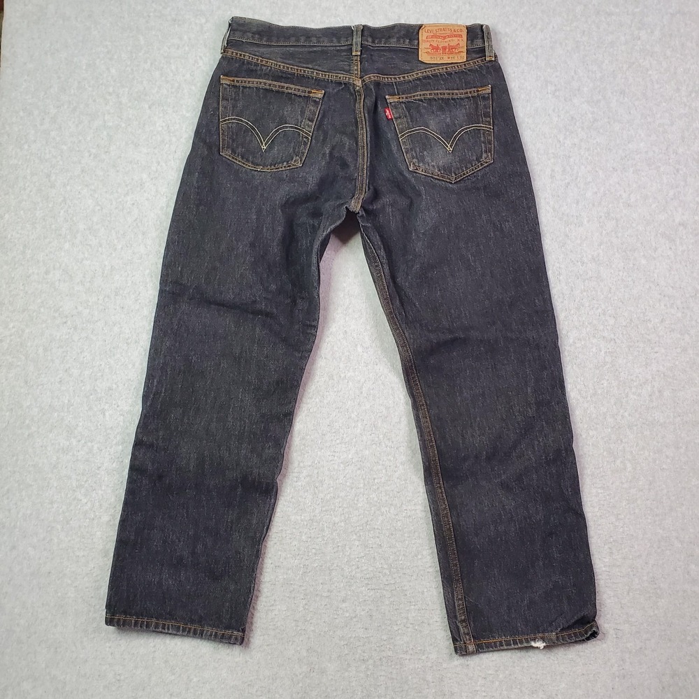 Levi's 501 XX Button Fly Denim Jeans Tag Size 36X30 Fits 32X27 Black Mexico Made